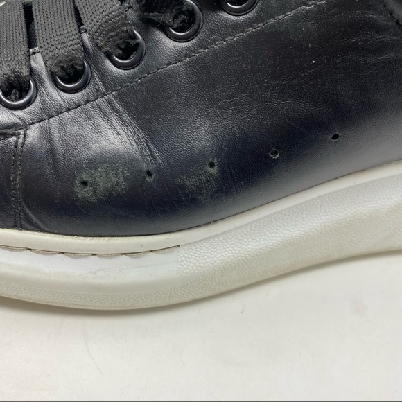 Alexander McQueen Larry Black Leather Platform Sneakers Size 41 - Picture 11 of 13